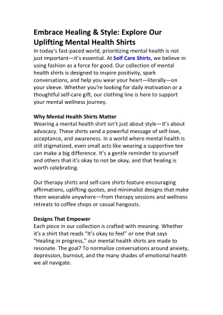 Shop Empowering Mental Health Shirts for Everyday Strength