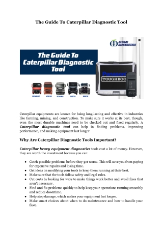 The Guide To Caterpillar Diagnostic Tool — Global Diagnostics International