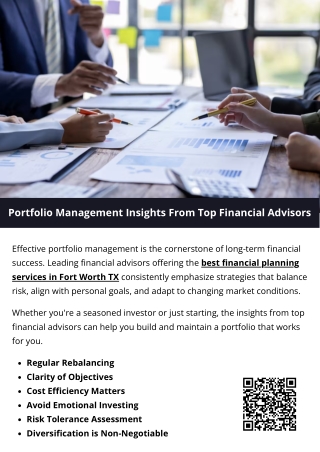Portfolio Management Insights From Top Financial Advisors
