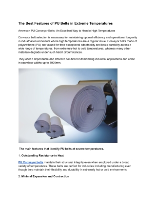 Top Features That Make PU Belts Superior in Temperature Extremes
