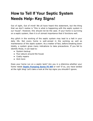 How to Tell If Your Septic System Needs Help- Key Signs!