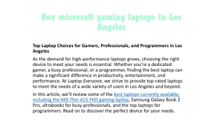Buy microsoft gaming laptops in Los Angeles ppt