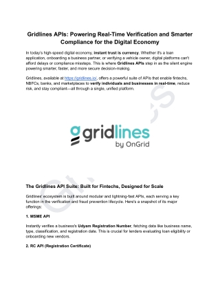 Gridlines APIs_ Powering Real-Time Verification and Smarter Compliance for the Digital Economy