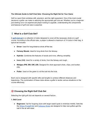 The Ultimate Guide to Golf Club Sets: Choosing the Right Set for Your Game  Golf