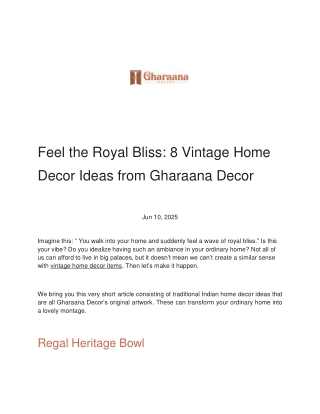 discover 8 Vintage Home Decor Ideas from Gharaana Decor