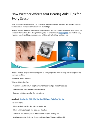 How Weather Affects Your Hearing Aids Tips for Every Season