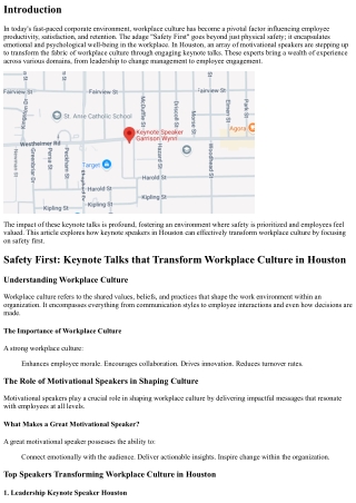 Safety First: Keynote Talks that Transform Workplace Culture in Houston