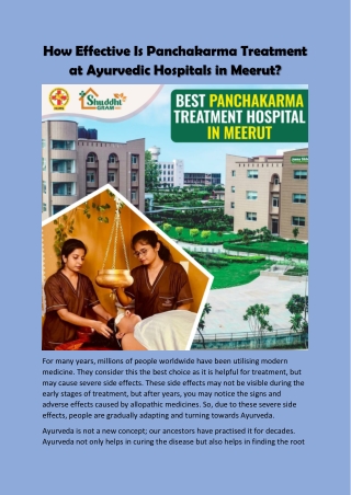 How Effective Is Panchakarma Treatment at Ayurvedic Hospitals in Meerut?