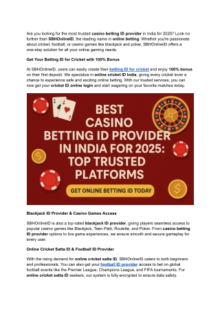 Best Casino Betting ID Provider in India for 2025_ Trusted Online Platforms for Cricket, Football & More