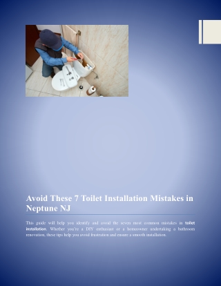 Avoid These 7 Toilet Installation Mistakes in North Arlington NJ