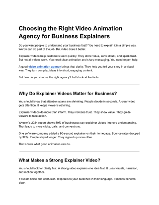 Choosing the Right Video Animation Agency for Business Explainers