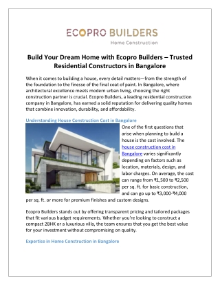 build your dream home with ecopro builders