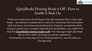 quickbooks hosting mode is off how to enable