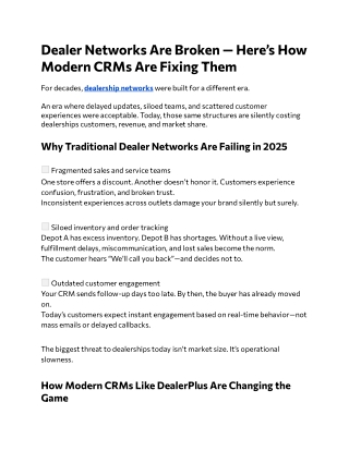 Dealer Networks Are Broken — Here’s How Modern CRMs Are Fixing Them