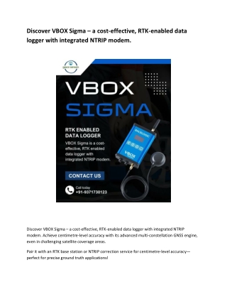 Discover VBOX Sigma – a cost-effective, RTK-enabled data logger with integrated NTRIP modem.