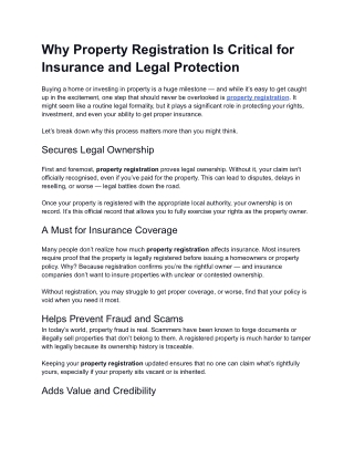 Why Property Registration Is Critical for Insurance and Legal Protection