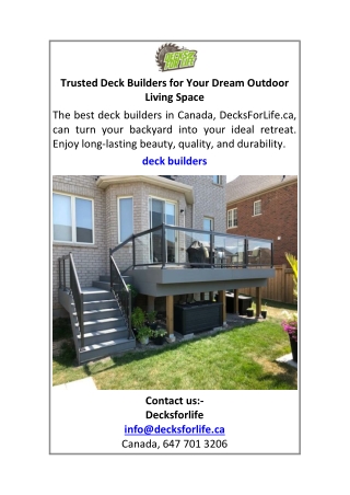 Trusted Deck Builders for Your Dream Outdoor Living Space