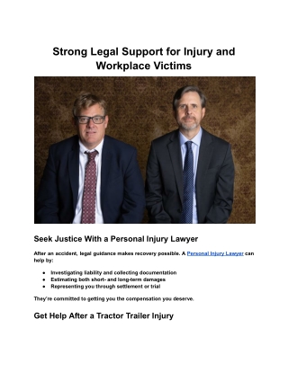 Strong Legal Support for Injury and Workplace Victims