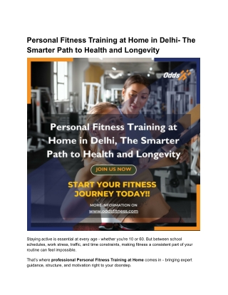 Personal Fitness at Home in DelhiThe Smarter Path to Health and Longevity