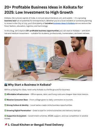 Profitable Business Ideas in Kolkata