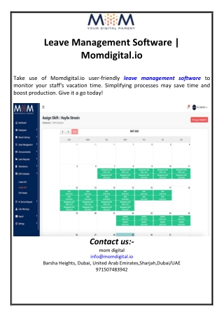 Leave Management Software | Momdigital.io