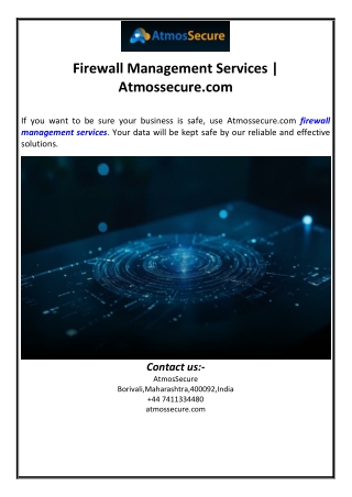 Firewall Management Services | Atmossecure.com