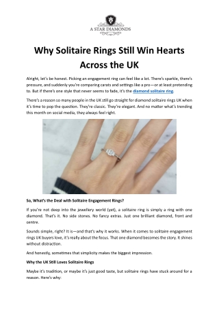Why Solitaire Rings Still Win Hearts Across the UK