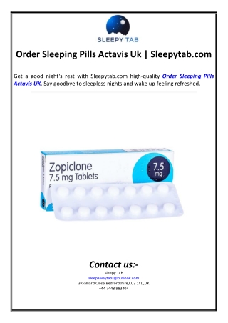 Order Sleeping Pills Actavis Uk | Sleepytab.com