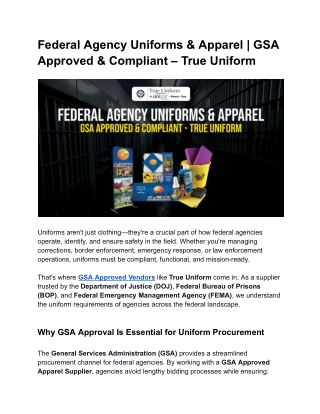 Federal Agency Uniforms & Apparel | GSA Approved & Compliant