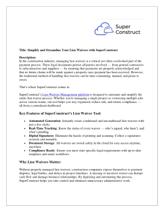 title simplify and streamline your lien waivers
