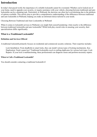Choosing Between Traditional and Auto Locksmiths in Wallsend