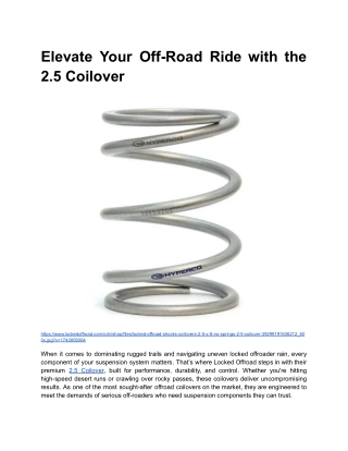 BLOG 3 _ Month 6 _ Elevate Your Off-Road Ride with the 2.5 Coilover