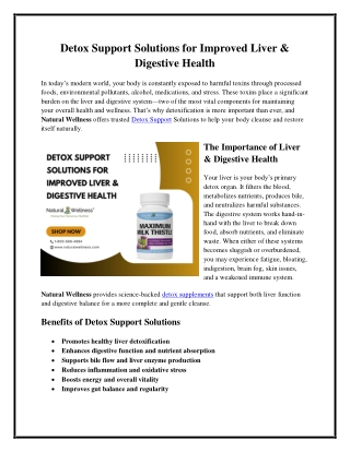 Detox Support Solutions for Improved Liver & Digestive Health