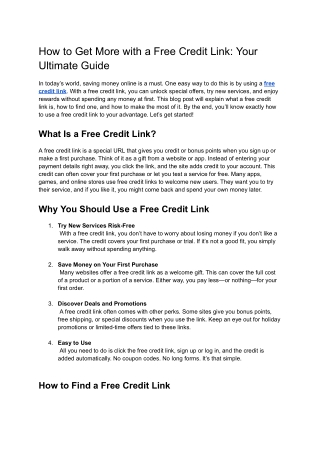 how to get more with a free credit link your