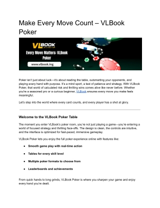 Make Every Move Count – VLBook Poker