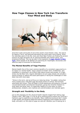 How Yoga Classes in New York Can Transform Your Mind and Body