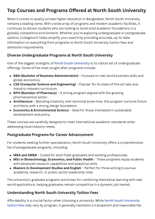 Top Courses and Programs Offered at North South University