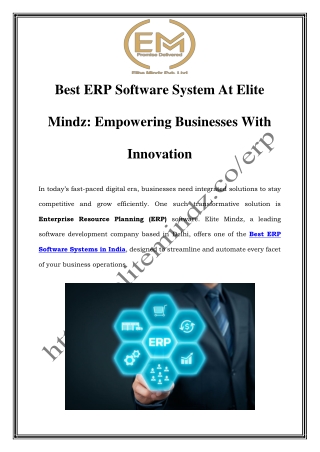 Best ERP Software System in India | Elite Mindz