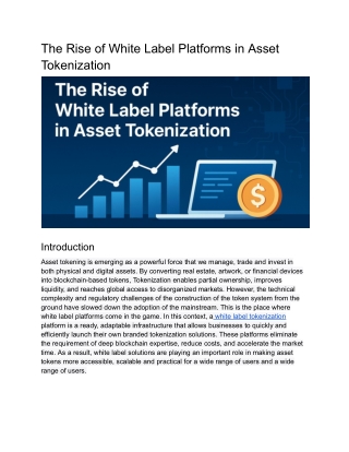 The Rise of White Label Platforms in Asset Tokenization