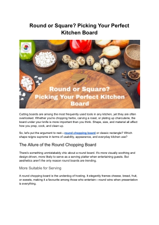 Round or Square? Picking Your Perfect Kitchen Board