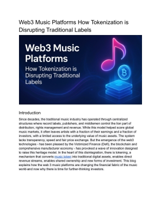Web3 Music Platforms How Tokenization is Disrupting Traditional Labels