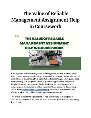 The Value of Reliable Management Assignment Help in Coursework