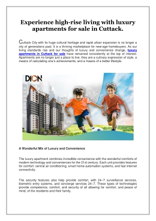 Experience high-rise living with luxury apartments for sale in Cuttack.