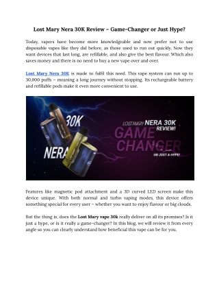 Lost Mary Nera 30K Review – Game-Changer or Just Hype_