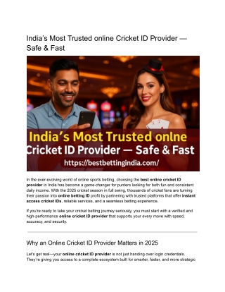 India’s Most Trusted online Cricket ID Provider — Safe & Fast
