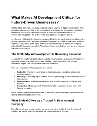 what makes ai development critical for future
