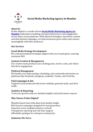 Social Media Marketing Agency In Mumbai
