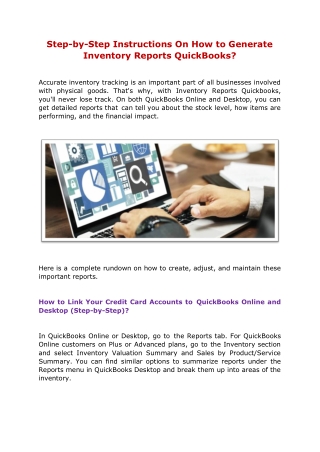 Step-by-Step Instructions On How to Generate Inventory Reports QuickBooks