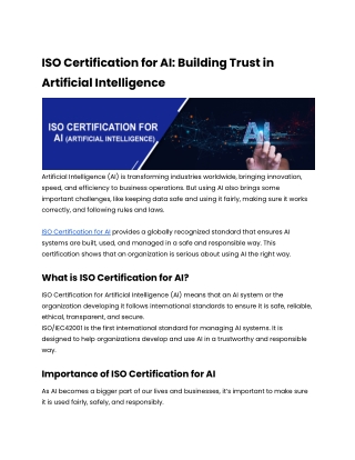 iso certification for ai building trust