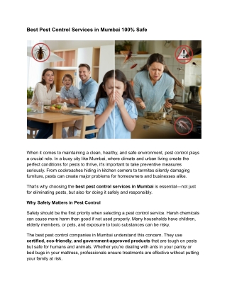 Best Pest Control Services in Mumbai 100% Safe